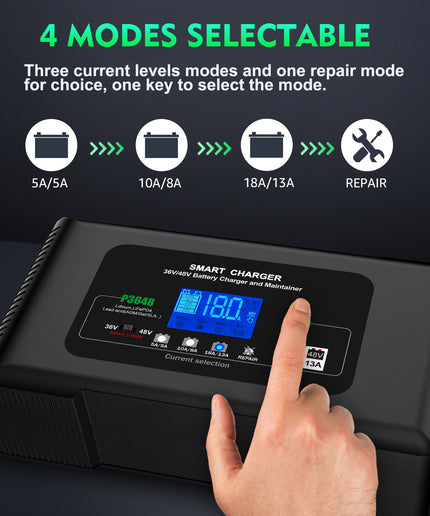 36 Volt Golf Cart Charger 18 Amp Smart Charger,48V Trickle Charger,36V/18Amp and 48V/13 Amp,Lithium,LiFePO4,Lead-Acid AGM/Gel/SLA.Battery Charger, for Yamaha G19-G22,Car, Boat