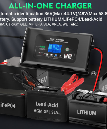 36 Volt Golf Cart Charger 18 Amp Smart Charger,48V Trickle Charger,36V/18Amp and 48V/13 Amp,Lithium,LiFePO4,Lead-Acid AGM/Gel/SLA.Battery Charger, for Yamaha G19-G22,Car, Boat